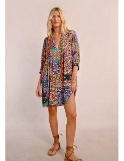 Vestido de media manga con estampado
