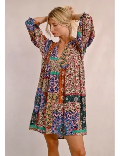 Vestido de media manga con estampado