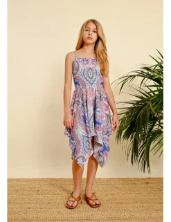 Vestido de tirantes asimétrico con estampado