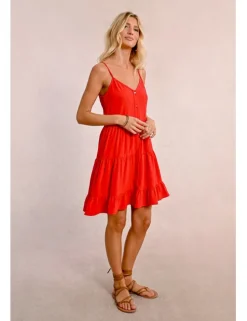 Vestido de tirantes con volantes y lazada