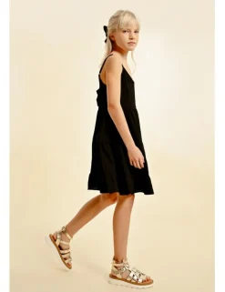 Vestido de tirantes volantes y lazada