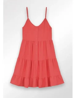 Vestido de tirantes volantes y lazada