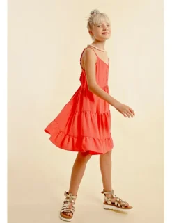 Vestido de tirantes volantes y lazada