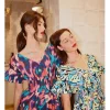 Vestido largo con pliegues y estampado floral