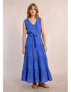 Vestido largo con volantes y estampado