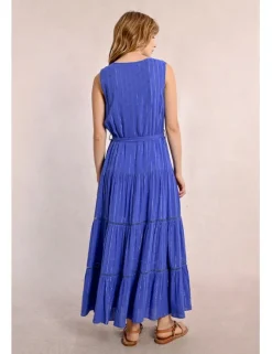Vestido largo con volantes y estampado