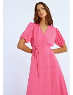 Vestido largo cruzado bajo asimétrico