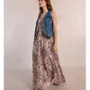 Vestido largo de doble tirante con estampado