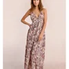 Vestido largo de doble tirante con estampado