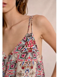 Vestido largo de doble tirante con estampado