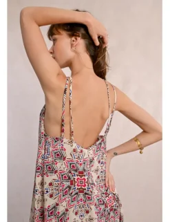 Vestido largo de doble tirante con estampado