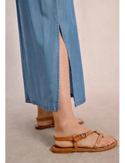 Vestido largo de doble tirante efecto vaquero
