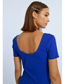 Vestido largo de manga corta detalle botones