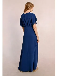 Vestido largo de manga corta mariposa