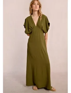 Vestido largo de manga corta mariposa