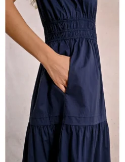 Vestido largo de manga corta con volantes
