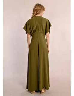 Vestido largo de manga corta mariposa