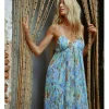 Vestido largo de tirantes finos con estampado