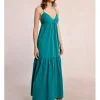 Vestido largo de tirantes con volantes