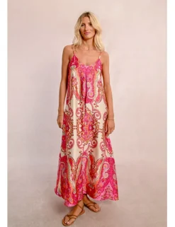 Vestido largo de tirantes con estampado