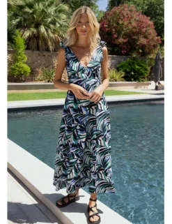 Vestido largo de tirantes con estampado