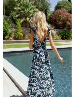Vestido largo de tirantes con estampado