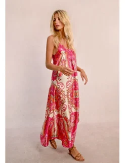Vestido largo de tirantes con estampado