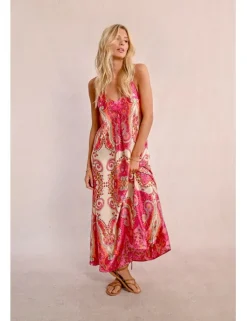 Vestido largo de tirantes con estampado