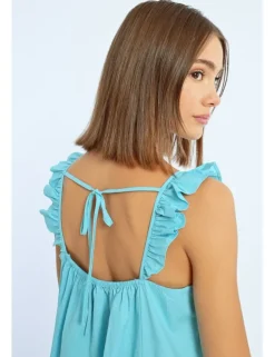 Vestido largo de tirantes detalle volantes