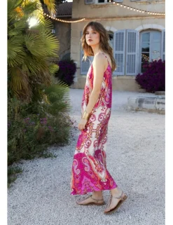 Vestido largo de tirantes con estampado