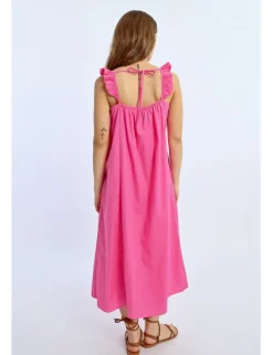 Vestido largo de tirantes detalle volantes