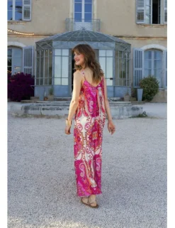 Vestido largo de tirantes con estampado