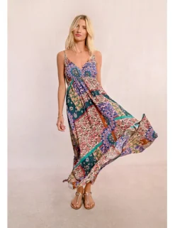 Vestido largo de tirantes con estampado