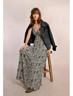 Vestido largo de tirantes con estampado