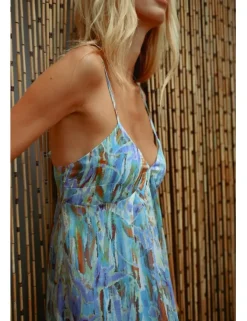 Vestido largo de tirantes finos con estampado