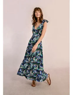 Vestido largo de tirantes con estampado