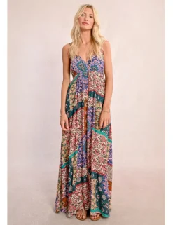 Vestido largo de tirantes con estampado