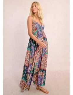 Vestido largo de tirantes con estampado