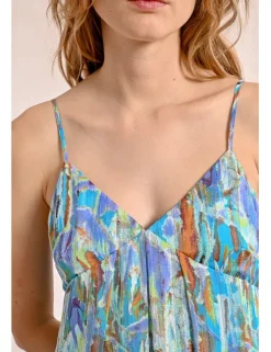Vestido largo de tirantes finos con estampado