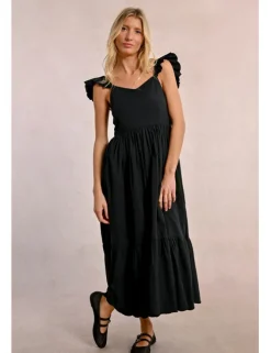 Vestido largo plisado con volantes