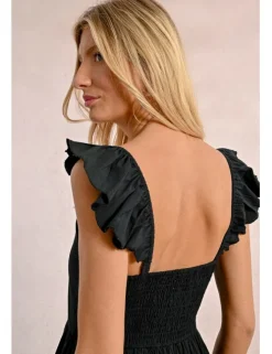 Vestido largo plisado con volantes