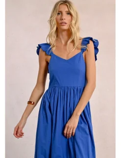 Vestido largo plisado con volantes