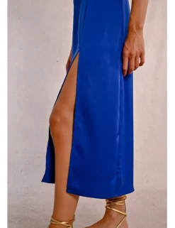 Vestido largo satinado de tirantes