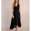 Vestido largo sin manga asimétrico