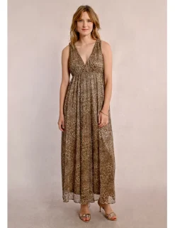 Vestido largo sin manga con estampado animal