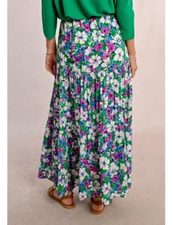 Vestido largo sin manga con volantes