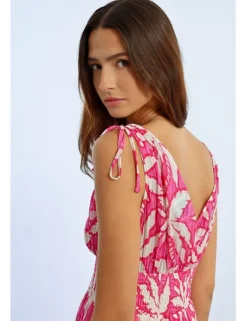 Vestido largo sin manga con estampado floral
