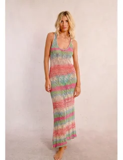 Vestido largo sin manga multicolor