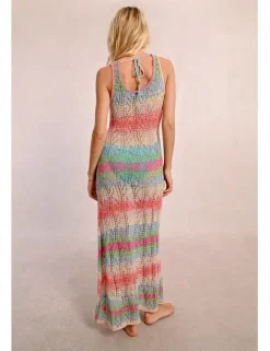 Vestido largo sin manga multicolor