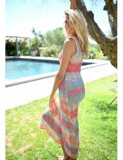 Vestido largo sin manga multicolor